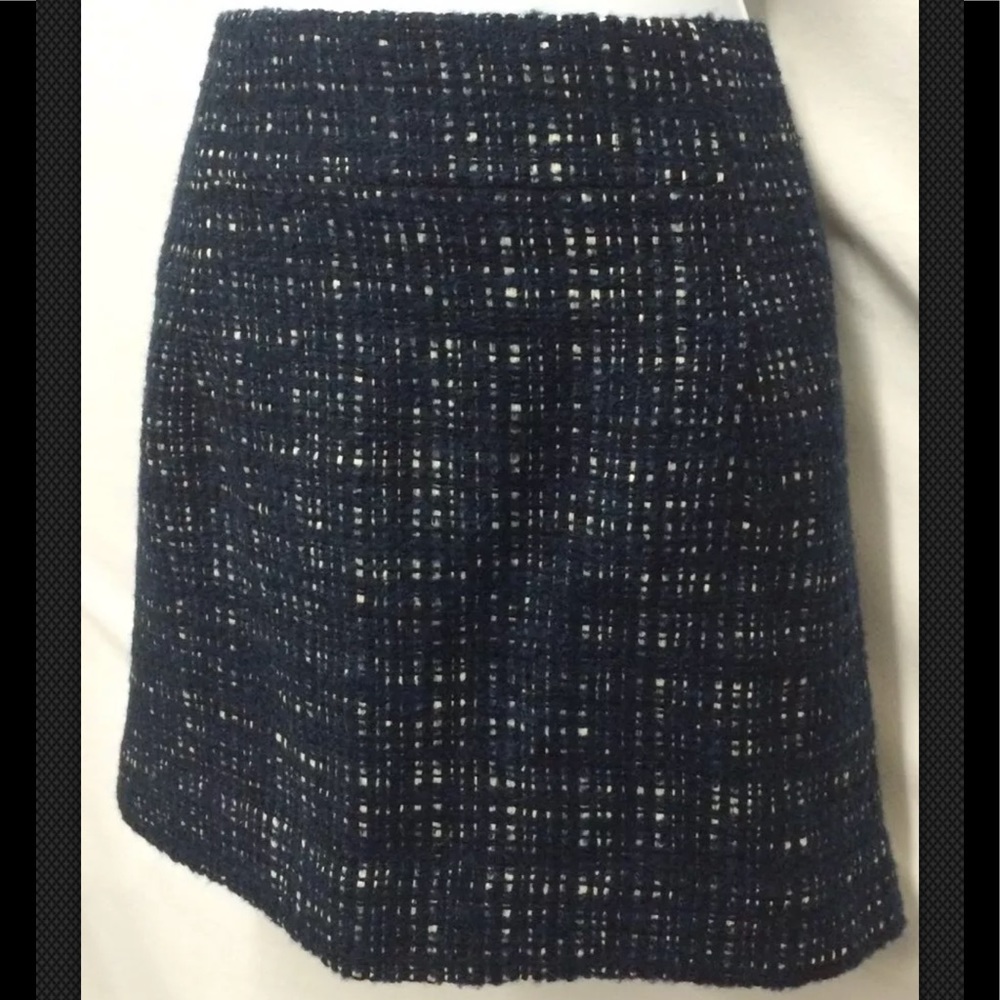 J CREW Wool Blend A Lined Mini Blue Ivory - Picture 3 of 6